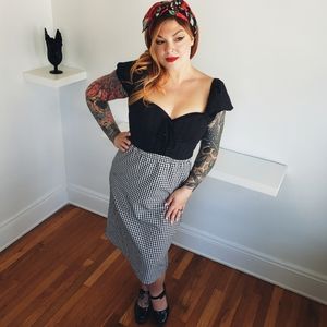 Vintage Plus Size Pin-up Gingham Pencil Skirt